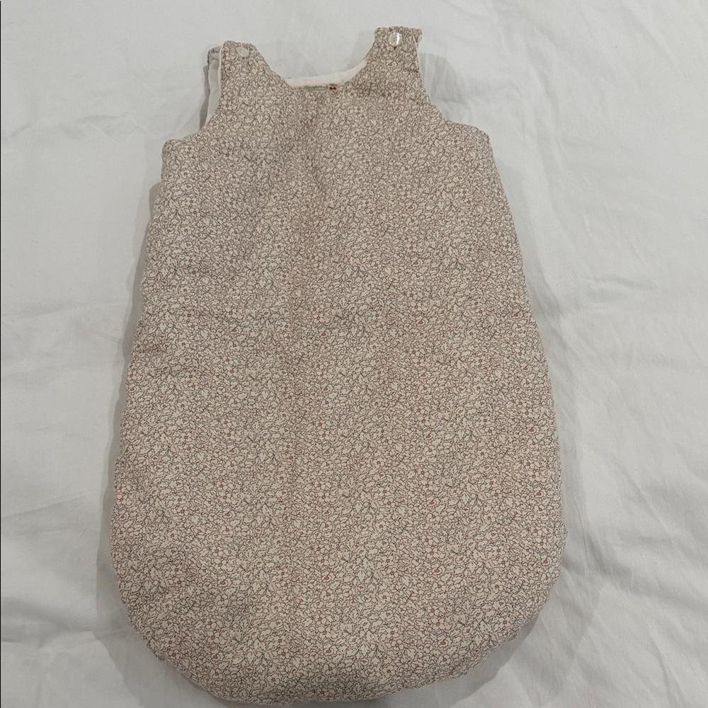 Bonpoint Cream Floral Sleeveless Sleeping Bag with Pink Accents